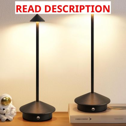 Cordless Table Lamp Set of 2 Black LED Lamps