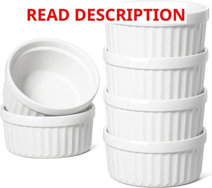 LE TAUCI 4 OZ Oven Safe Ramekins 6 White