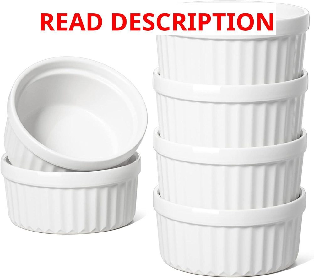 LE TAUCI 4 OZ Oven Safe Ramekins 6 White