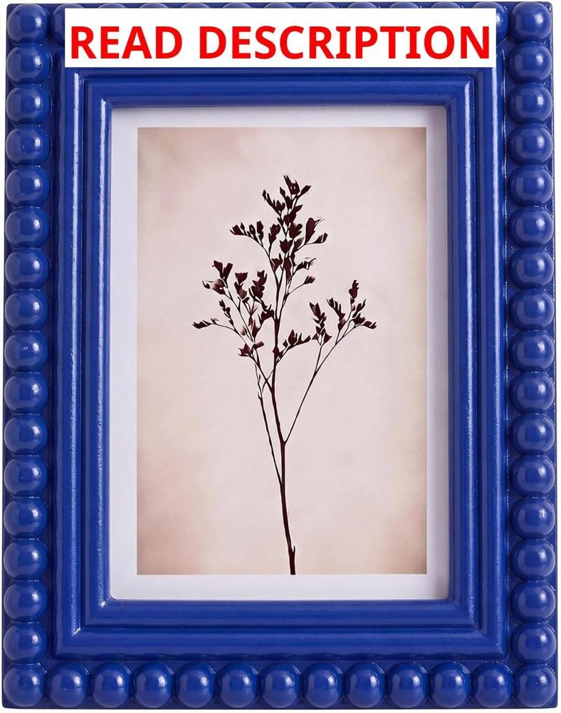 Wood Beaded Frame Dark Blue 5x7 1pc