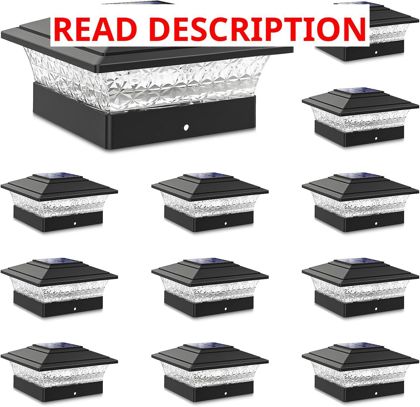 Solar Post Cap Lights 12pk 16LEDs Black