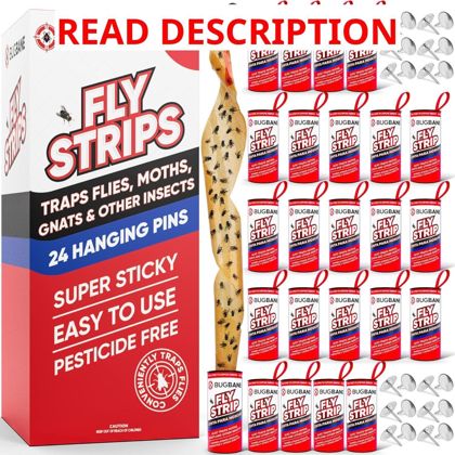 Fly Strips Indoor Sticky 24pk with Pins