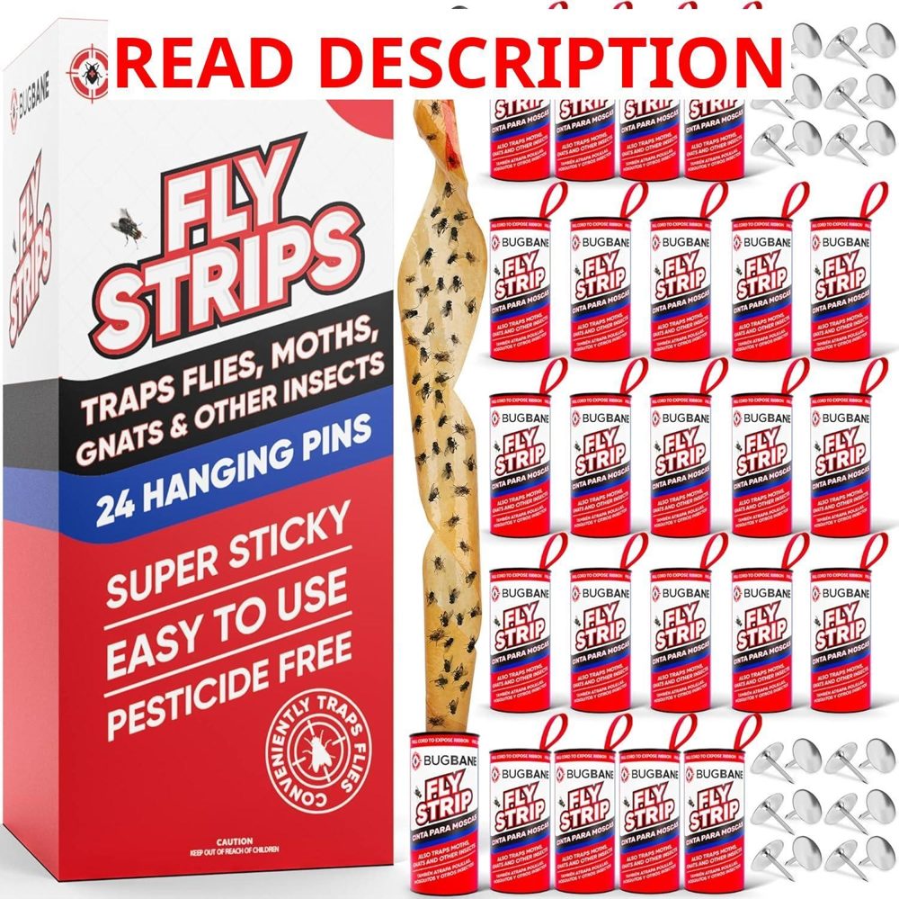 Fly Strips Indoor Sticky 24pk with Pins