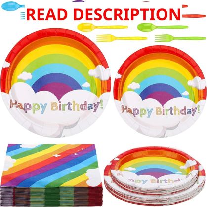 Jetec 240 Pcs Rainbow Party Supplies Set