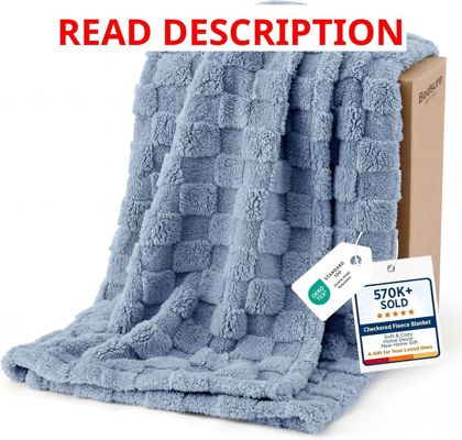 Bedsure Blue Checkered Fleece Throw 50" 60"
