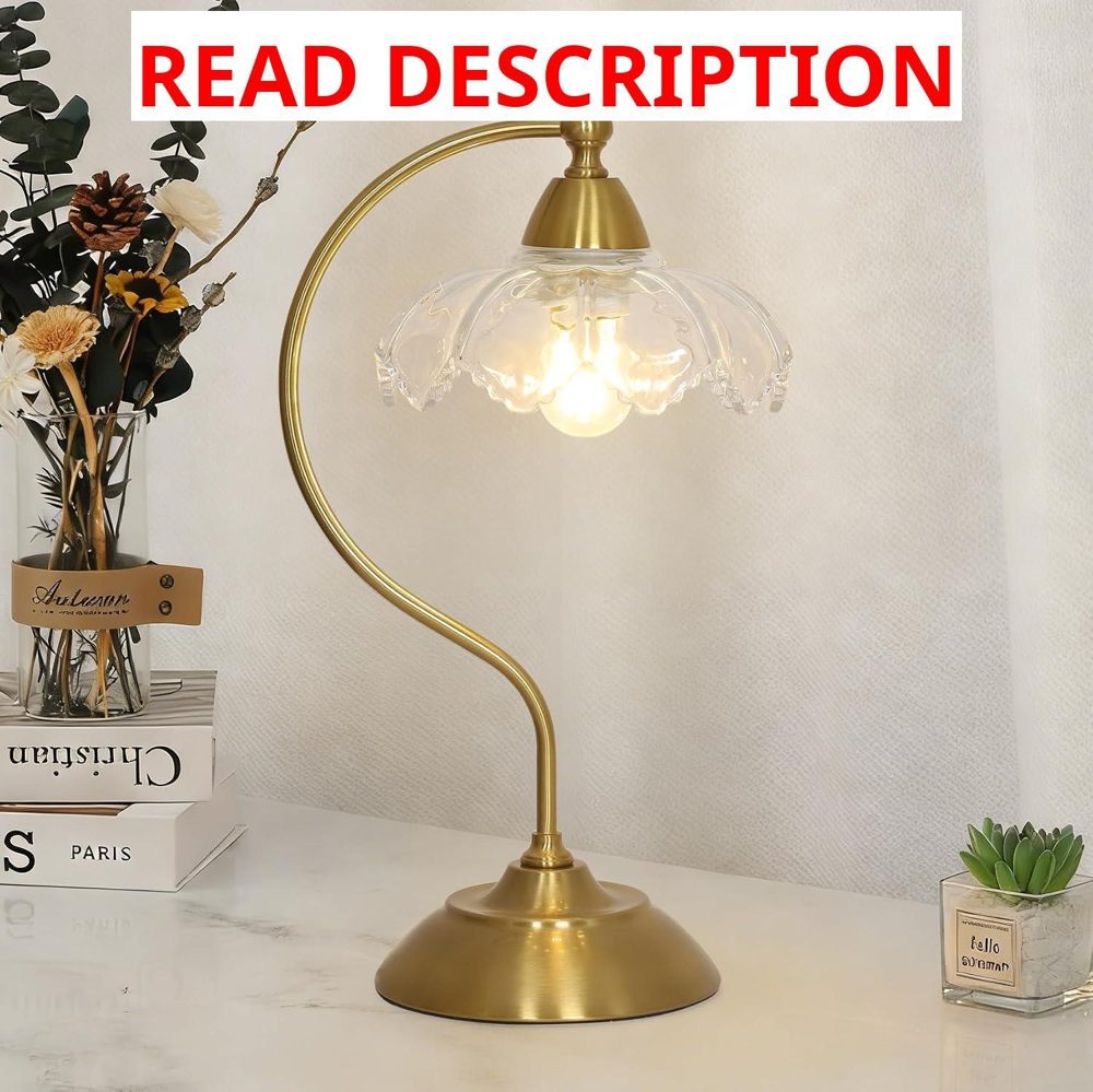 Glass Desk Lamp Gold Table Lamp with Shade