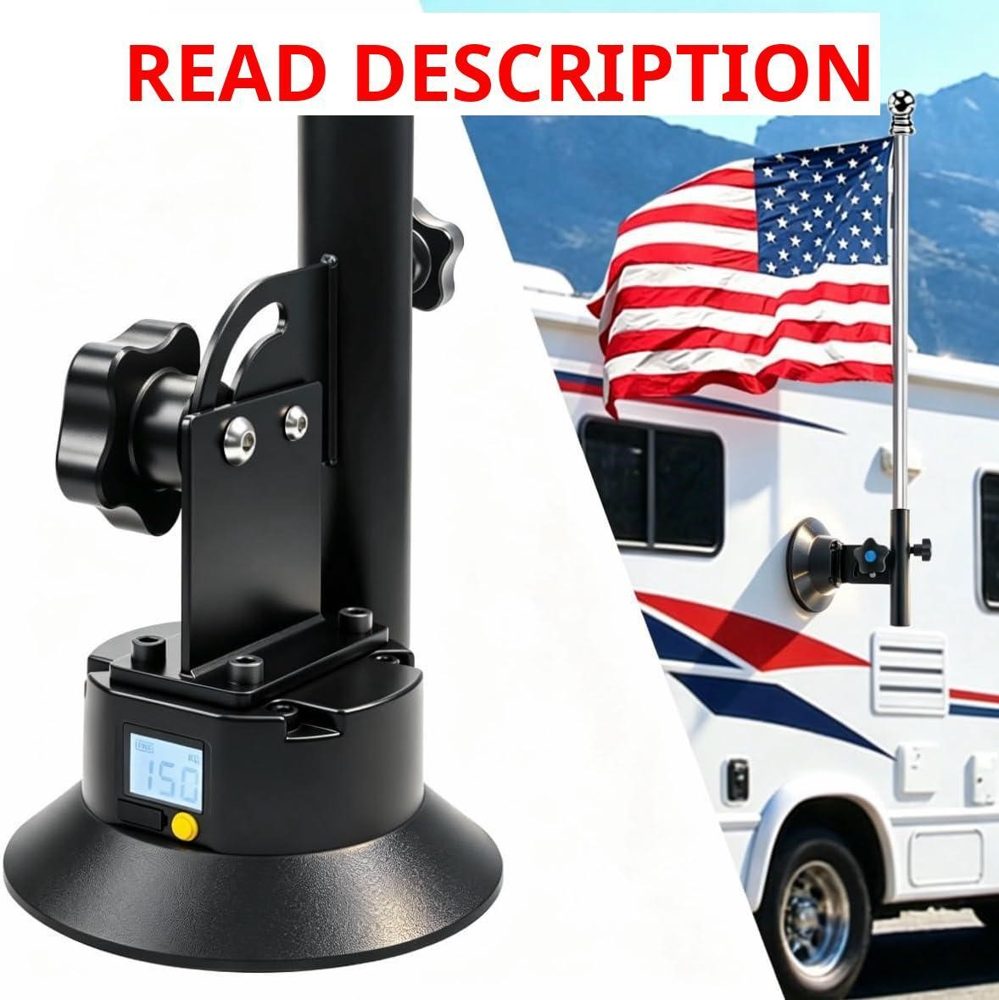 RV Flag Pole Holder Vacuum Cup Mount for Car