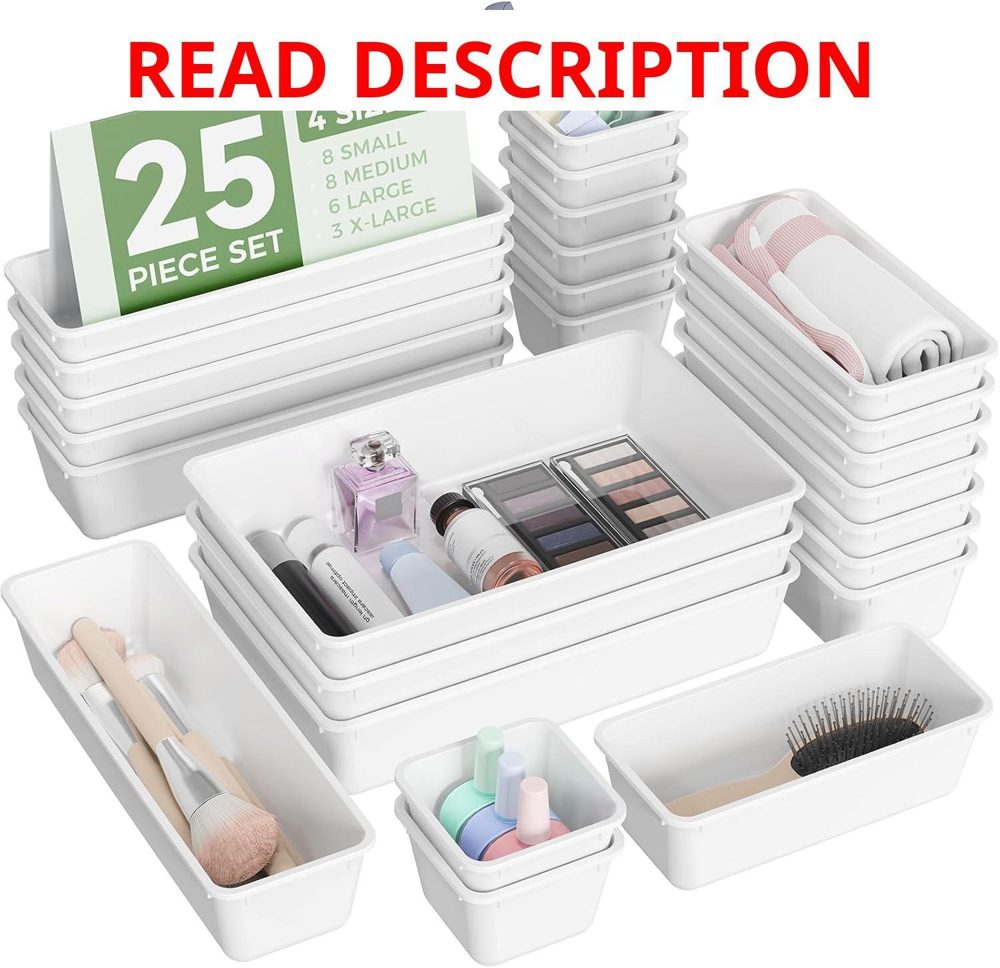 BiuLeon 25 PCS Plastic Drawer Organizers Set