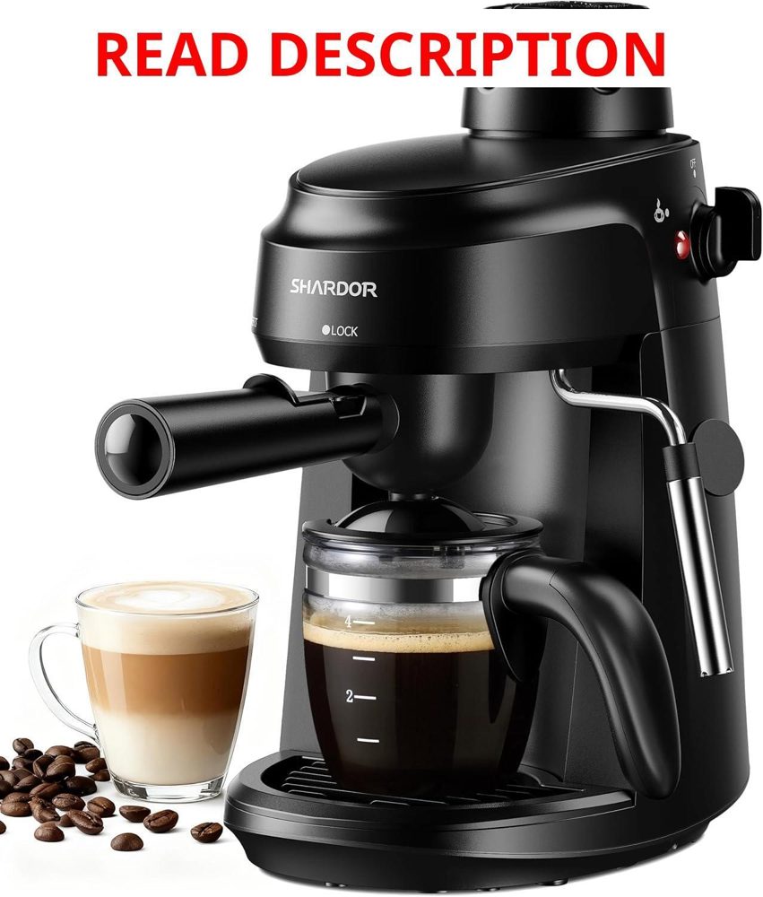 SHARDOR 3.5 Bar Espresso Machine 4-Cup Black