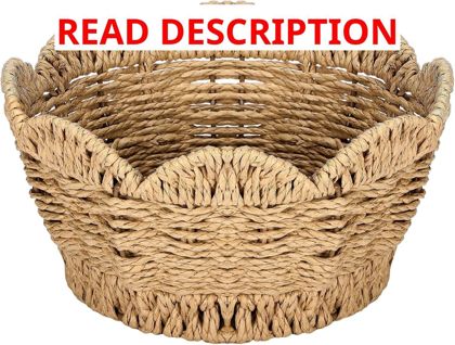 Sawysine Scalloped Woven Basket 9.84"