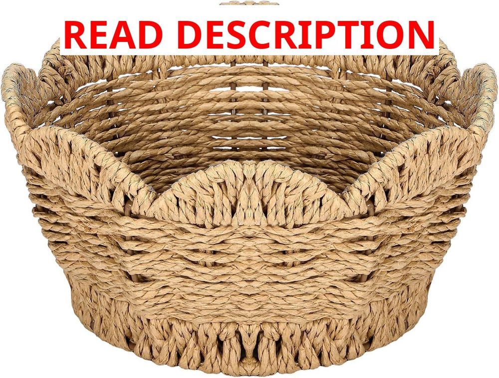 Sawysine Scalloped Woven Basket 9.84"