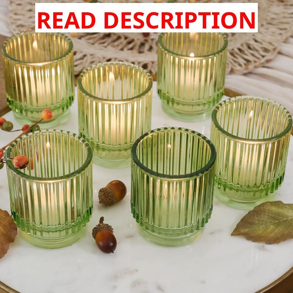 Kate Aspen Ribbed Glass Candle Holder Set