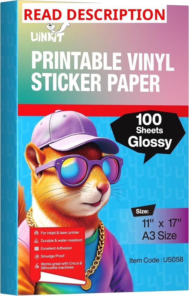 Uinkit 100 Sheets Glossy Vinyl Paper (Menu)