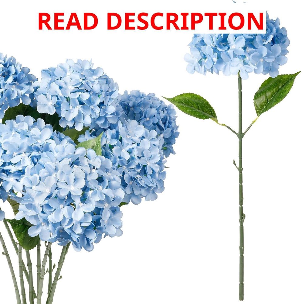 Blue Hydrangea Artificial Flowers 10pcs 22"