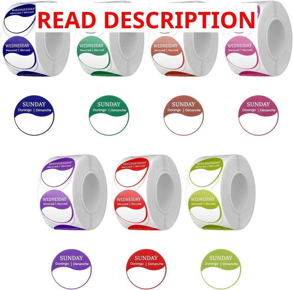 Days of Week Sticker Labels - Date Dots