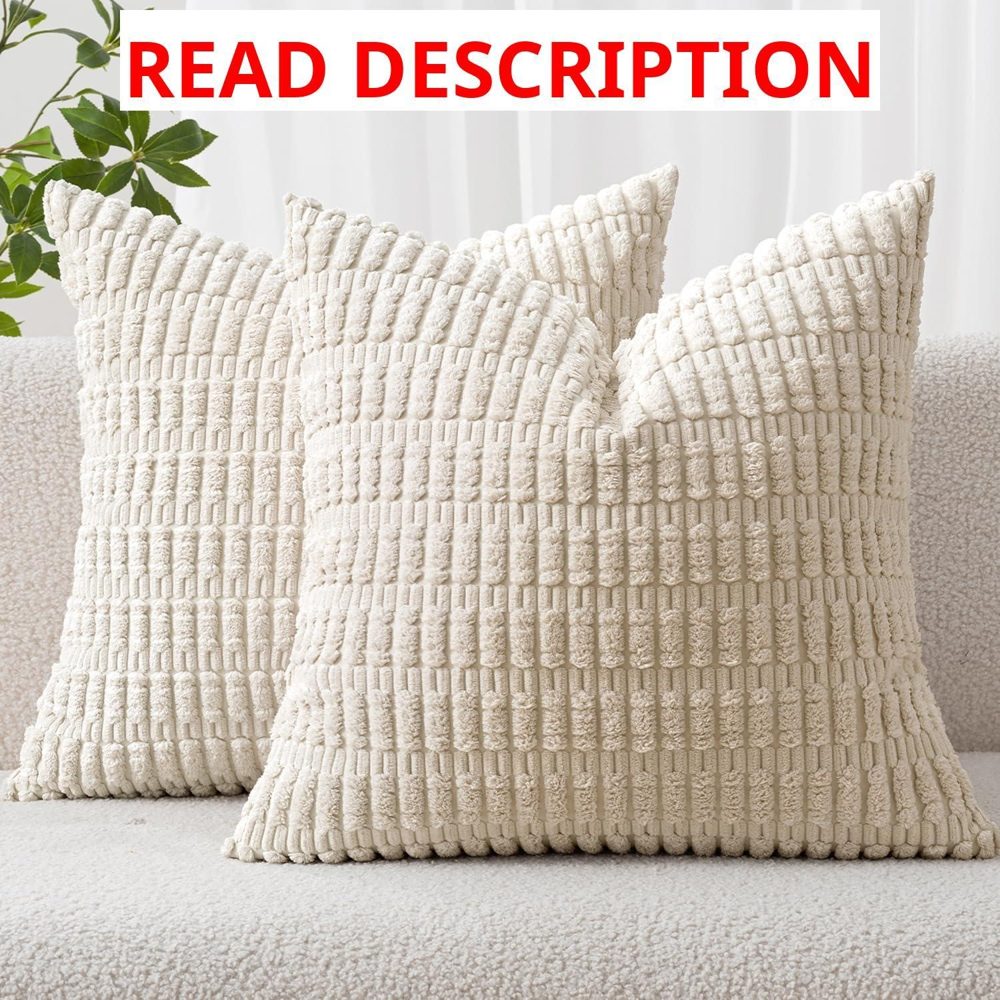 MIULEE Corduroy Pillow Covers 18x18 2-pack