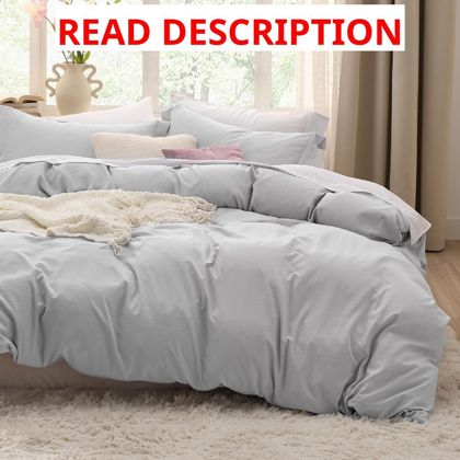 Bedsure Duvet Cover Queen Cotton-Like Grey