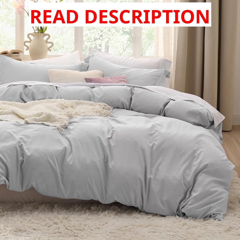 Bedsure Duvet Cover Queen Cotton-Like Grey