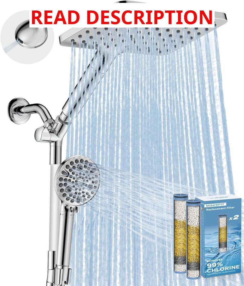 MakeFit Dual Filtered Rain Shower Head Combo