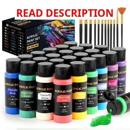 Acrylic Paint Set 24 Colors + 12 Brushes