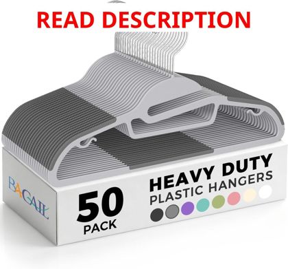 BAGAIL Plastic Hangers 50 Pack Non-Slip Grey