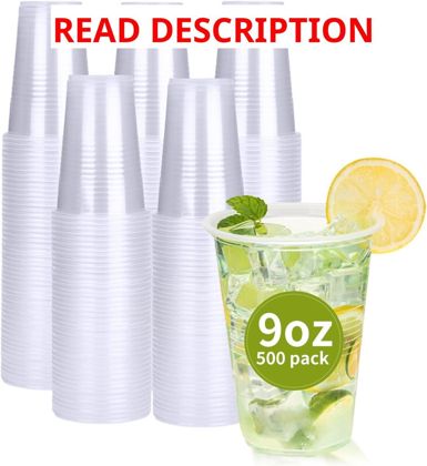 RACETOP 9 oz Plastic Cups Clear 500-pack