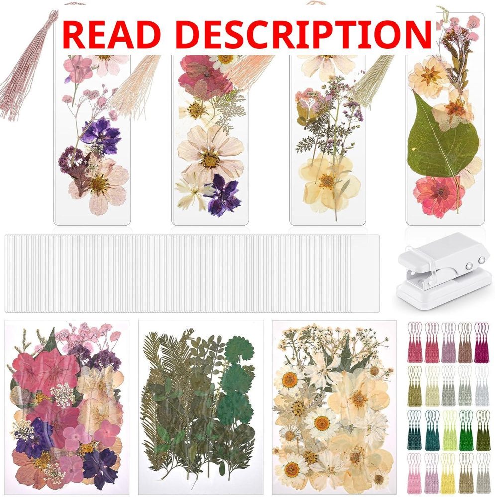 Fuyoooo 376 Pcs Pressed Flower Bookmark Kit