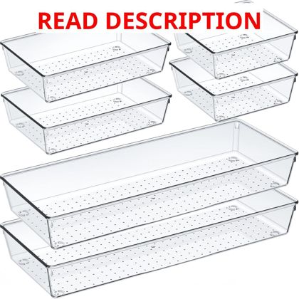 Criusia 6 Pcs Large Clear Drawer Organizer Set