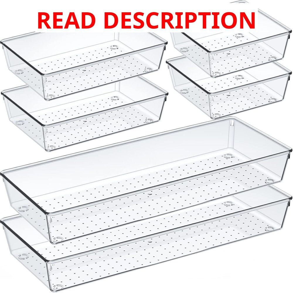 Criusia 6 Pcs Large Clear Drawer Organizer Set