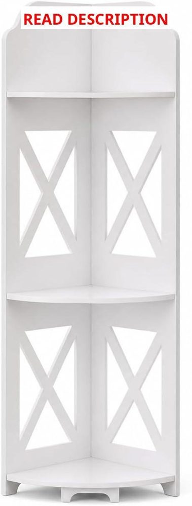 Corner Shelf Stand Storage Organizer White