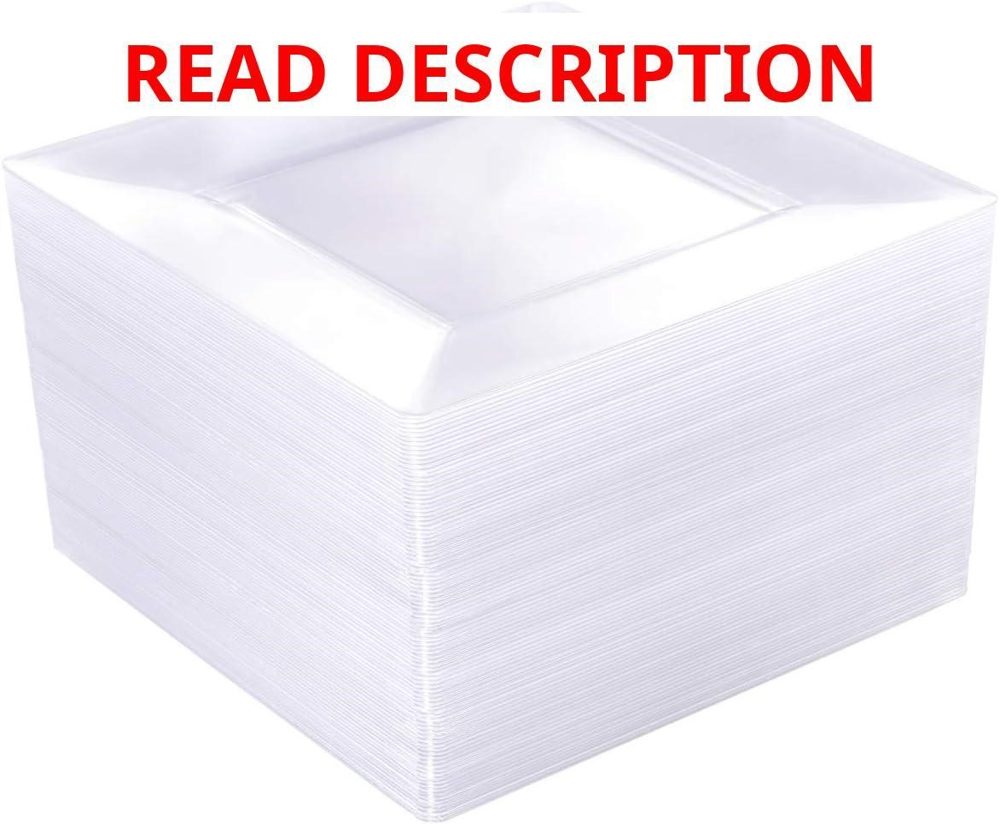 WDF 60Pcs Clear Plastic Plates - 9.5" Square