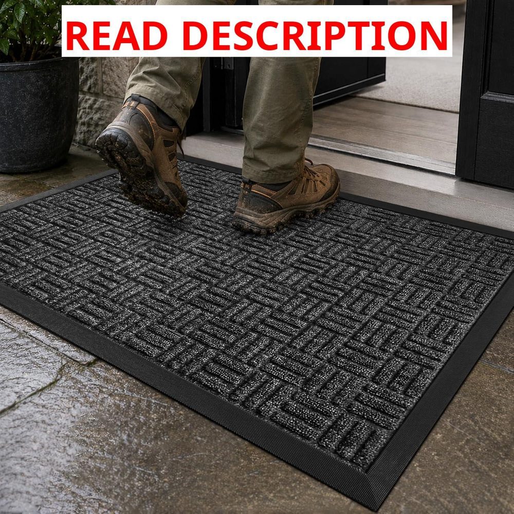 Mibao Front Door Mat - Outdoor Welcome Gray