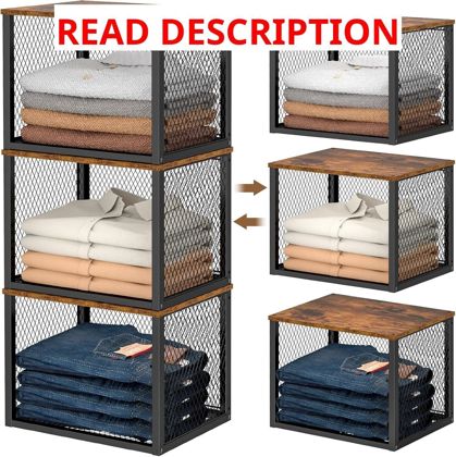 3 Pack Stackable Closet Organizers Black