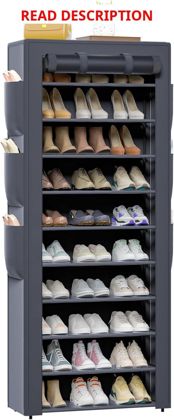OYREL 10-Tier Shoe Rack with Pocket