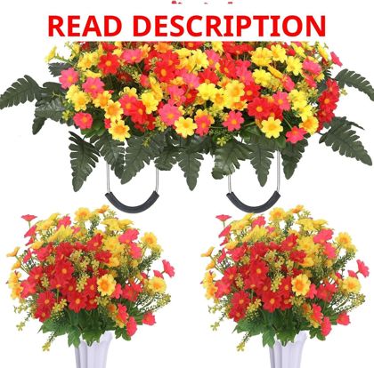 Lodou 3Pack Cemetery Flowers for Grave