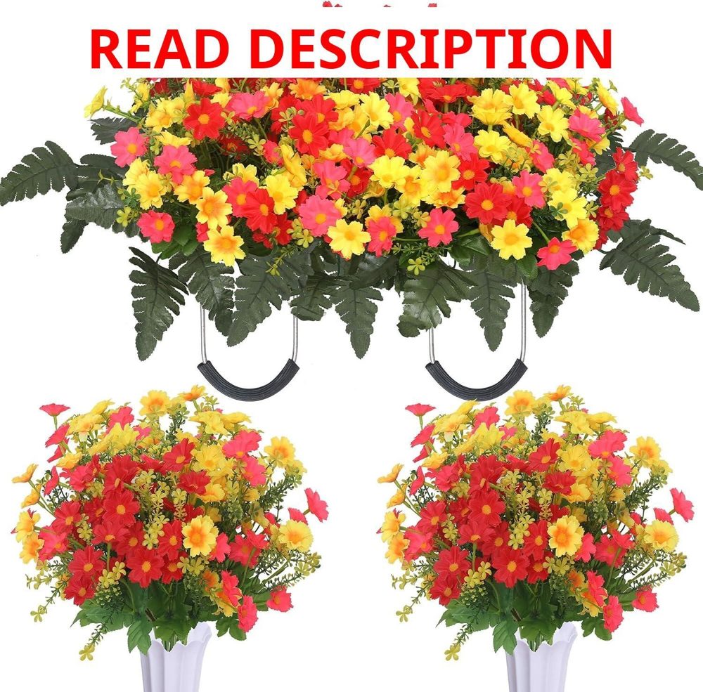 Lodou 3Pack Cemetery Flowers for Grave