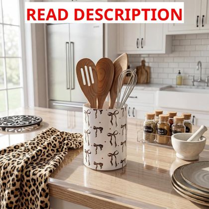 WILLBOND Leopard Bow Utensil Holder