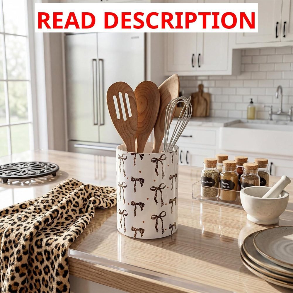WILLBOND Leopard Bow Utensil Holder