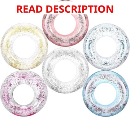 Zhanmai 6 Pcs Glitter Pool Floats Ring Tubes