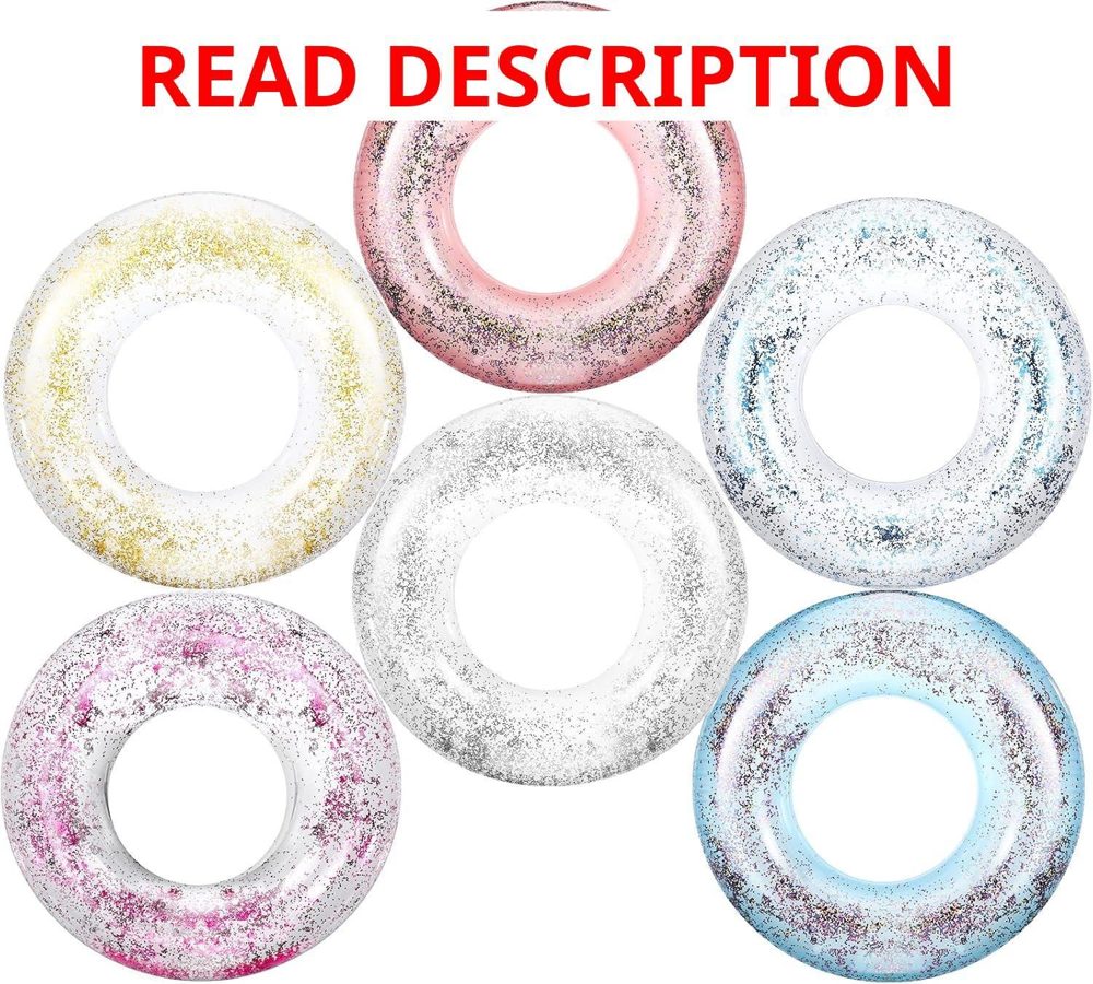 Zhanmai 6 Pcs Glitter Pool Floats Ring Tubes