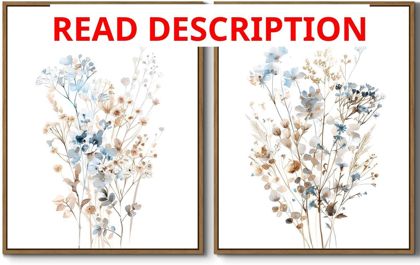Watercolor Botanical Wall Art Blue/Brown 11x14
