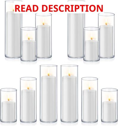 Homjoy 24 White Pillar Candles with Holders