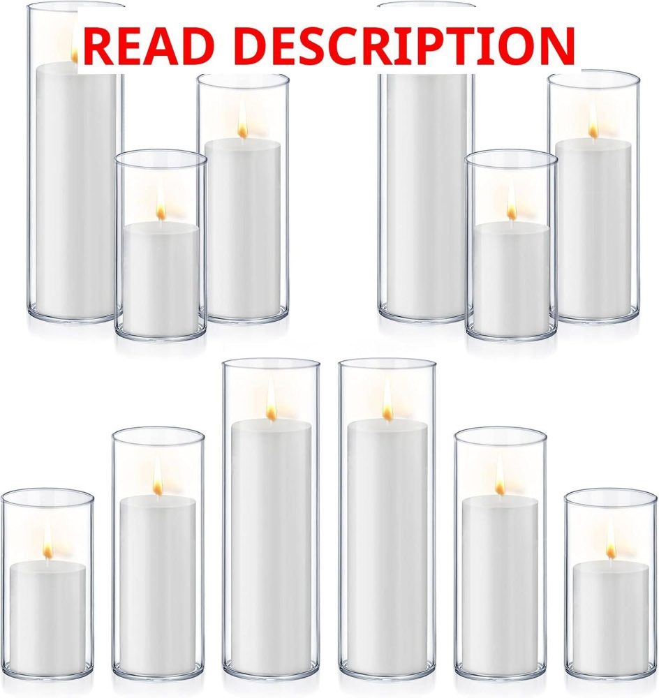 Homjoy 24 White Pillar Candles with Holders