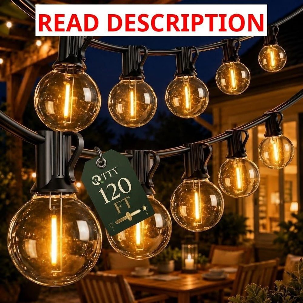 RTTY 120 ft Outdoor String Lights 62 LED Bulbs