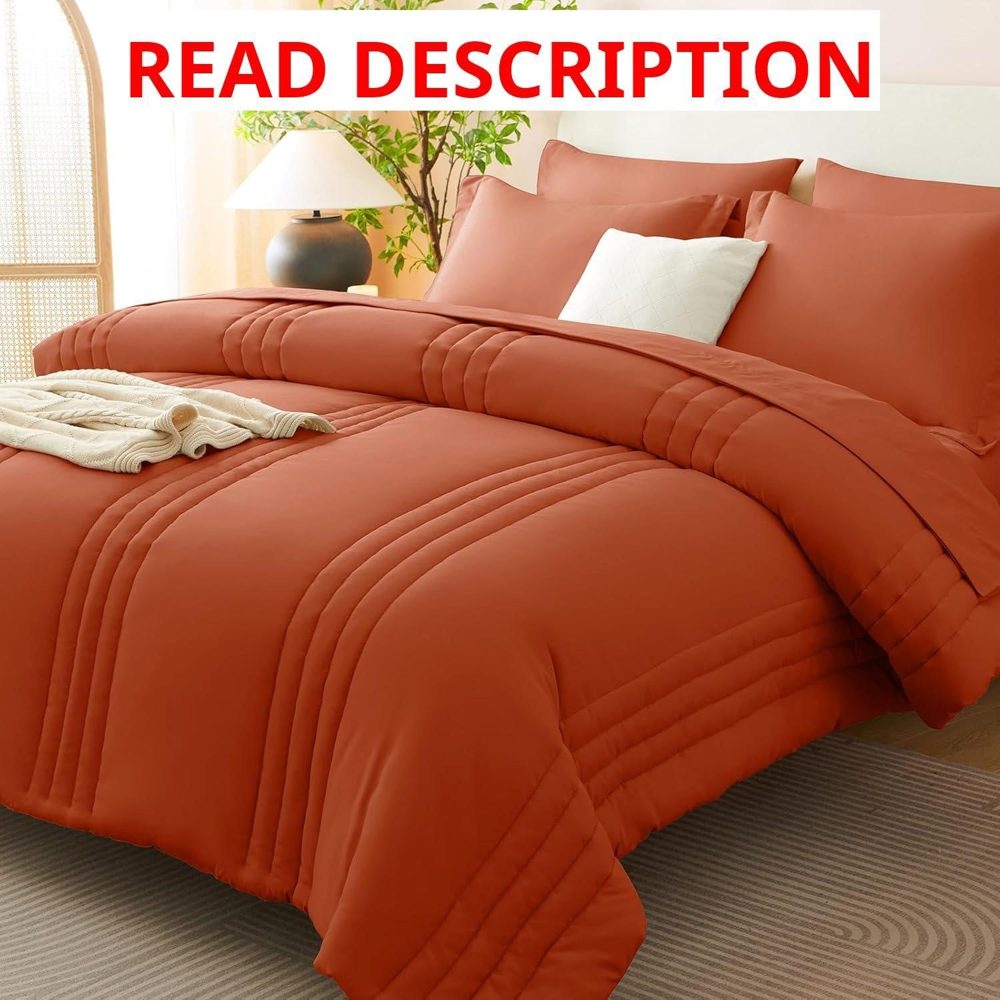 CozyLux Queen Comforter Set Burnt Orange