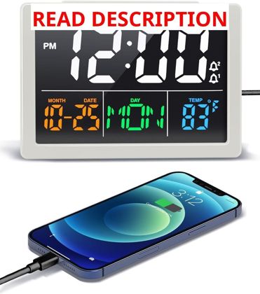 JALL Digital Clock with Date & Temp 2 Alarms