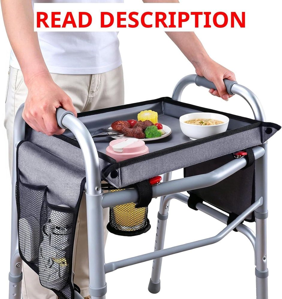 Folding Walker Tray with Cup & Pocket
