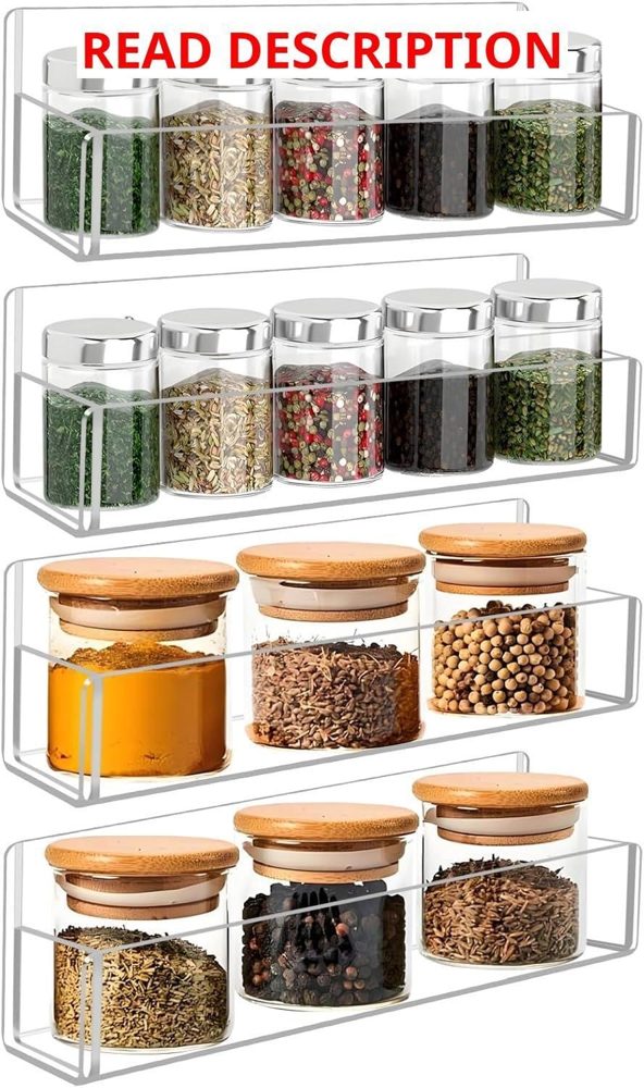 Acrylic Spice Rack Wall Mount-9" 4 Pack