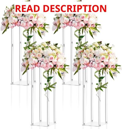 Geetery 4-Piece Tall Acrylic Vase Centerpieces