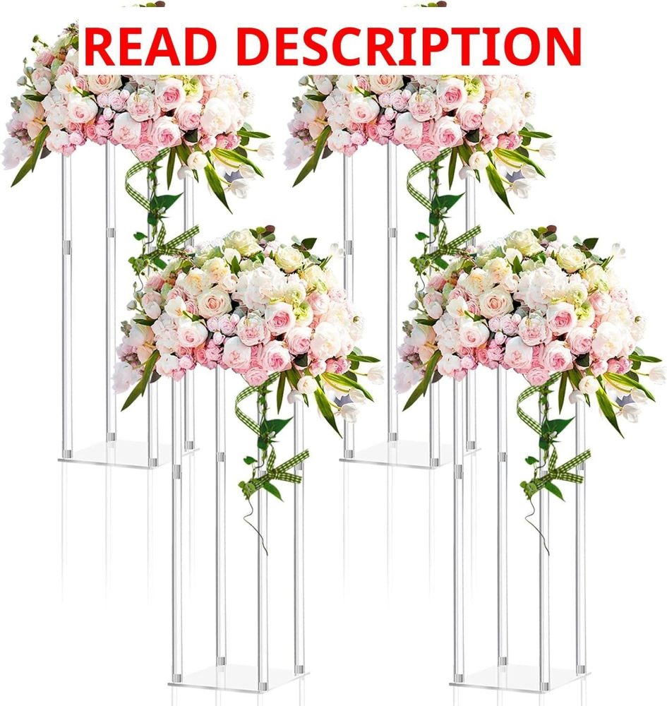 Geetery 4-Piece Tall Acrylic Vase Centerpieces